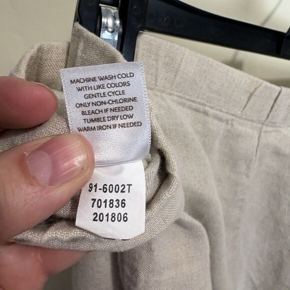 J Jill Love Linen Tan Relaxed Wide Leg Pants Ankle Crop Pockets XLT Langenlook - Picture 6 of 7